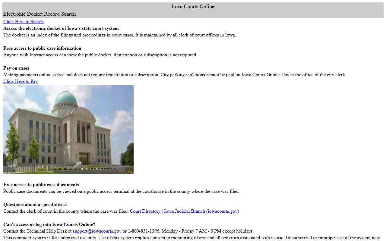 Iowa Courts Online search for Keokuk County court records after arrest
